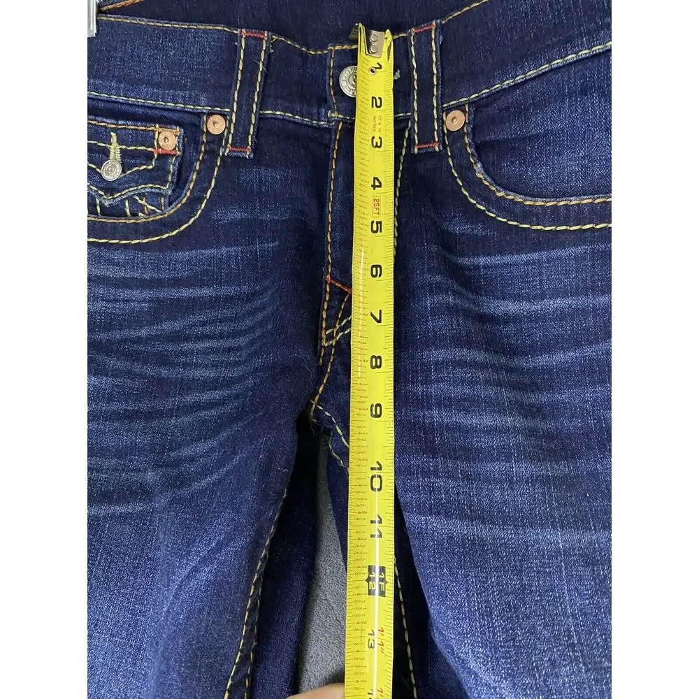 NWOT True Religion Sz 29 Mens Slim Fit Ferd Flap OM Big T Red Dk Blue Jeans